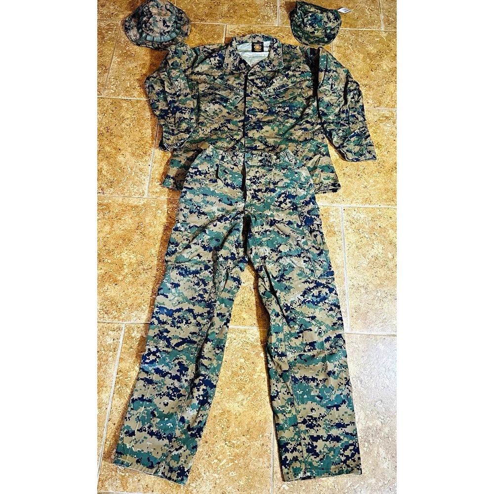 US Marines MARPAT Woodland Camo Uniform Set Blouse Jacket Pants Boonie Cover-NWT